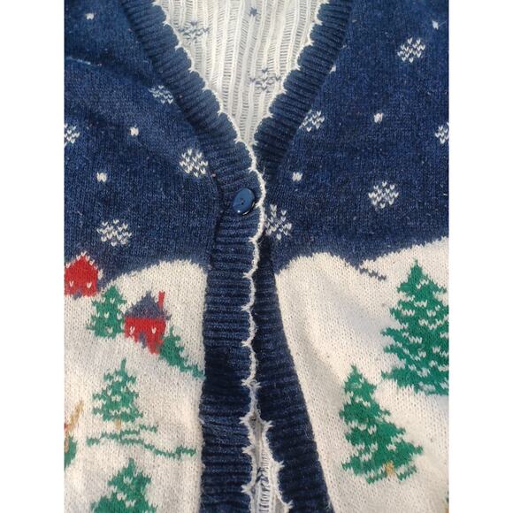 Vintage Nutcracker Cardigan Christmas Bear Holiday Skiing Snowing Festive Fun - Picture 8 of 9
